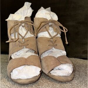 Franco Sarto Tan Lace Up Booties
